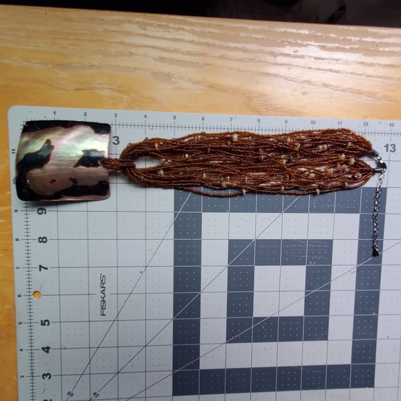 Abalone Medallion & Seed Bead Necklace - Picture 6 of 6